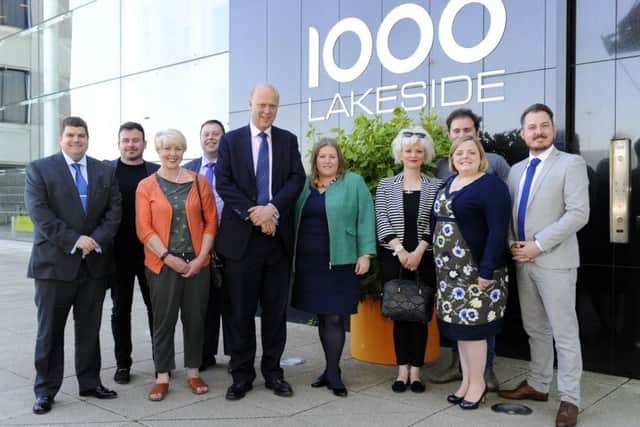 Secretary of State for Transport, The Rt Hon Chris Grayling MP with Cllr. Donna Jones, Leader of Portsmouth City Council during a visit to The LEP at Lakeside 1000 at North Harbour together with fellow Conservative Candidates for the Local Elections on May 3rd 2018. 
Picture by: Malcolm Wells