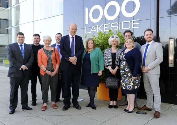 Secretary of State for Transport, The Rt Hon Chris Grayling MP with Cllr. Donna Jones, Leader of Portsmouth City Council during a visit to The LEP at Lakeside 1000 at North Harbour together with fellow Conservative Candidates for the Local Elections on May 3rd 2018. 
Picture by: Malcolm Wells
