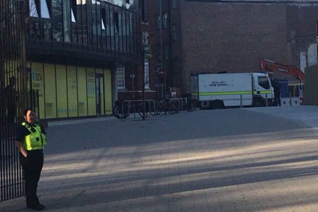 The bomb squad dealing with a suspicious item in Stanhope Road