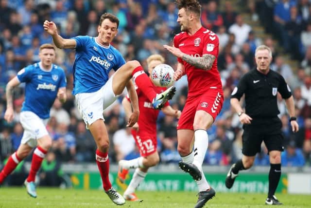 Pompey's Kal Naismith against Charlton in their League One game this afternoon. Picture: Joe Pepler