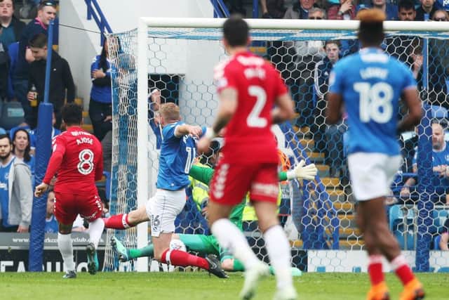 Nicky Ajose scores the winner for Charlton Picture: Joe Pepler