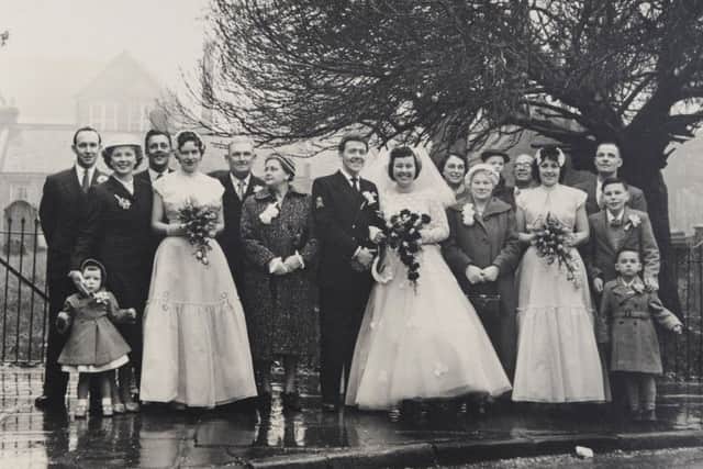 The happy couple on their wedding day, in Edmonton, London