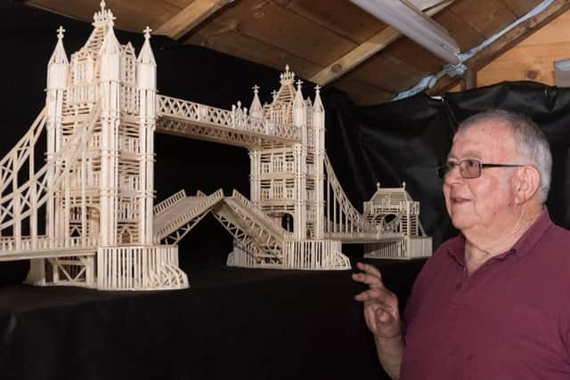 Roger Lemon with his model of Tower Bridge
Picture by Keith Woodland