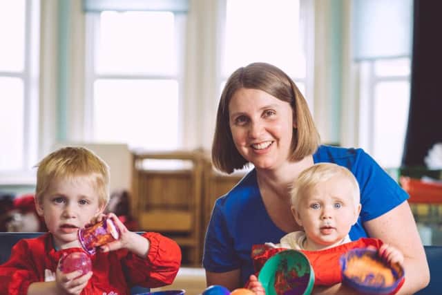 Louise Richardson getting creative with her sons Matt and Austin