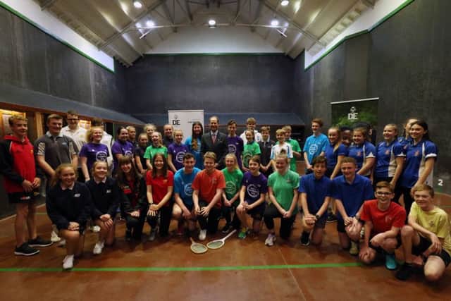 The Earl of Wessex, Prince Edward, on the real tennis court at Seacourt Tennis Club, Hayling Island Picture: Chris Moorhouse