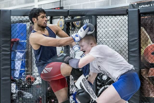Anthony Jayakody training with Elliot Hoye at Gym 01. Picture: Habibur Rahman