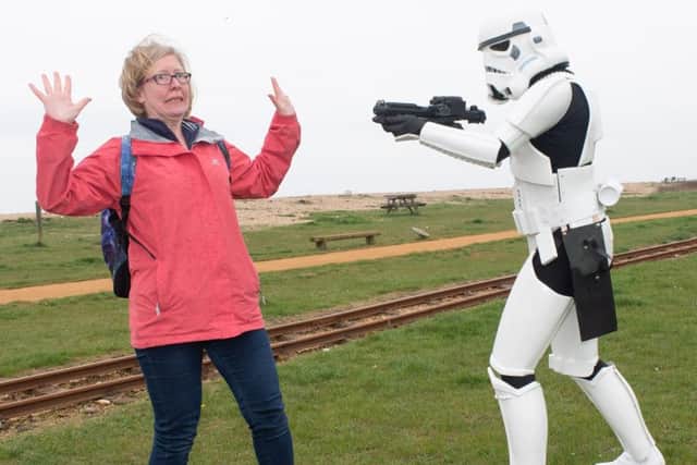Vicki Bennett comes face to face with a stormtrooper Picture: Keith Woodland