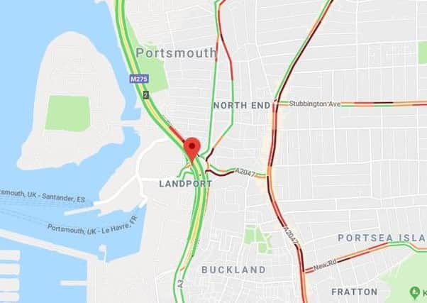 Traffic in Portsmouth at 9am this morning. Picture: Google Maps