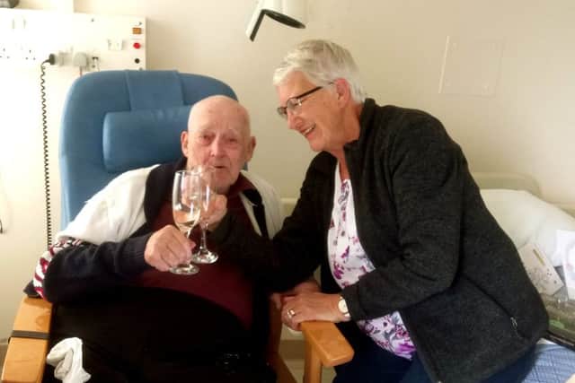 In happier times: Leslie and Jill Smart celebrating their wedding anniversary at Gosport War Memorial Hospital