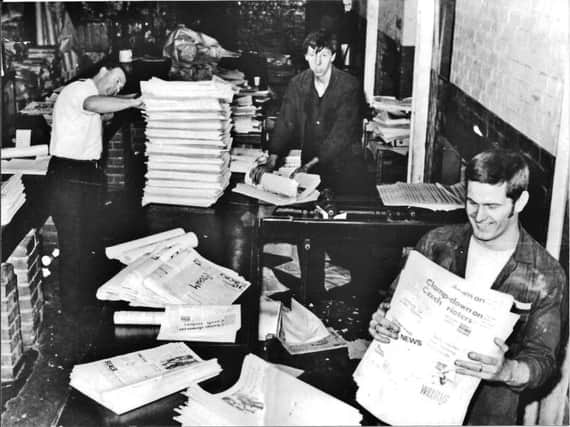 A scene in the despatch office of the Evening News at Stanhope Road in 1968.