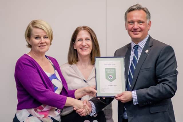 Solent NHS Trust has signed up to the Forces4Change initiative. From left  Sue Harriman (chief executive of Solent NHS Trust), Sarah Austin (chief clinical officer Portsmouth for Solent NHS Trust), and Tim Jones (founder of ExForcesNet)