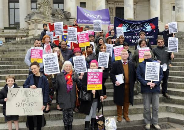 Simon Magorian led a gathering in Guildhall Square to support the enormous contribution the 'Windrush Generation' have made to Britain since their arrival
Picture by Malcolm Wells (180430-6432)