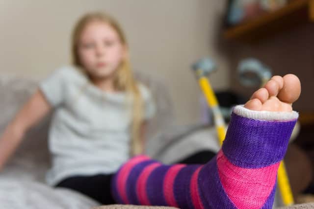 Emily Shuker (10) broke her leg and had to spend three days in hospital
Picture: Duncan Shepherd (180346-006)