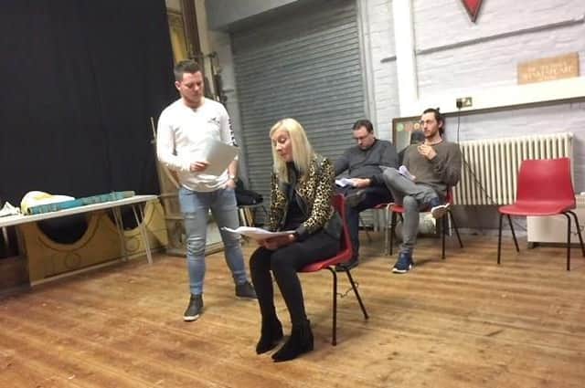 Rehearsals for Benches, a play by Roger Goldsmith, which is being performed at Rosie's Vineyard in Southsea, from April 30-May 3, 2018.-