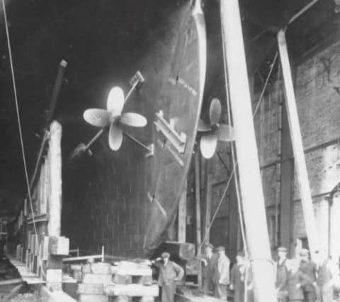 The propellers of the exploration ship Discovery when in dock at Camper & Nicholsons, Gosport.