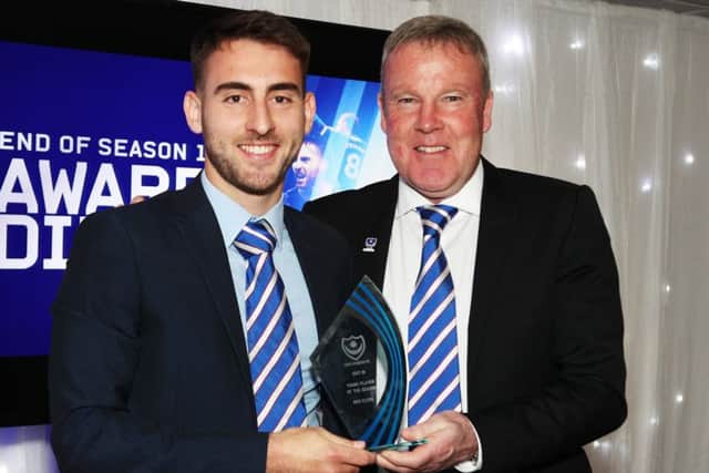 Ben Close receives his award from manager Kenny Jackett Picture: Joe Pepler