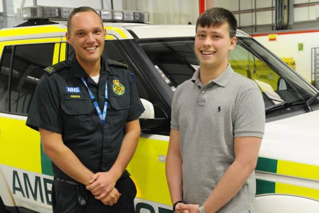 Rapid Response Paramedic Fergus Carter-Brazier, left, with Dan Browning
Picture by Malcolm Wells (180430-6376)