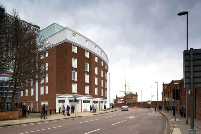 A CGI of the new 120-bed Premier Inn hotel on Queen Street. Courtesy of Axiom Architects PPP-170806-130054001