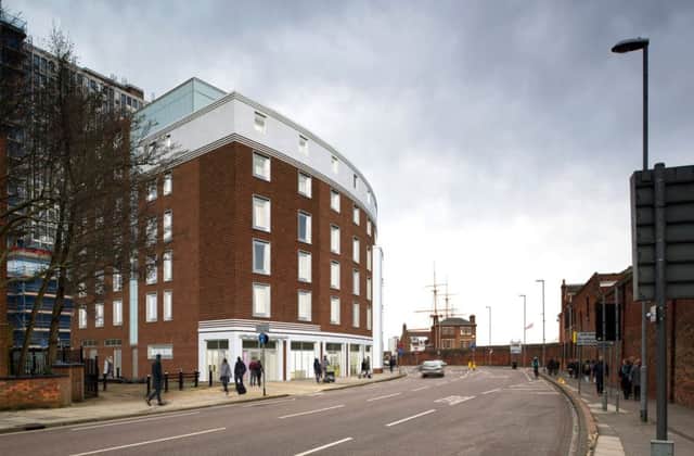 A CGI of the new 120-bed Premier Inn hotel on Queen Street. Courtesy of Axiom Architects PPP-170806-130054001