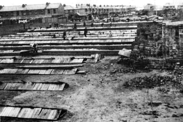 Pictures from the 1920s showing the Copnor brickfields and, below, workers on land now thought to be Moneyfields football club.