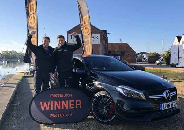 Daniel Tostevin, pictured right, won a Â£41,000 Mercedes A45 AMG from giveaway company BOTB. Picture: BOTB