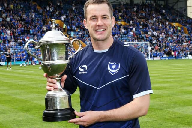 Michael Doyle with The News/Sports Mail Player of the Year Trophy at the end of the 2015-16 season