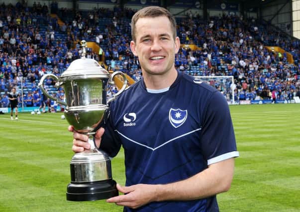 Michael Doyle with The News/Sports Mail Player of the Year Trophy at the end of the 2015-16 season