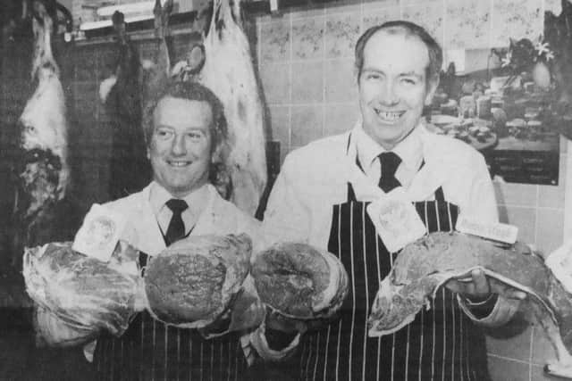 The genuine article, proudly displayed by 'real meat' butchers, John, left, and James Morgan