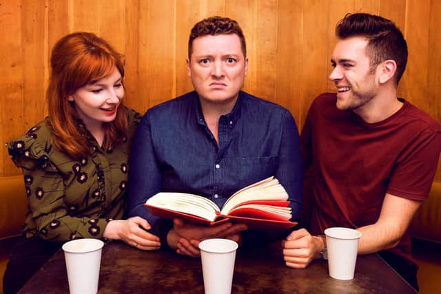 My Dad Wrote a Porno, the live show based on the hit podcast. From left: Alice Levine, Jamie Morton and James Cooper.