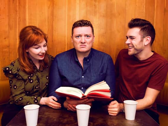 My Dad Wrote a Porno, the live show based on the hit podcast. From left: Alice Levine, Jamie Morton and James Cooper.