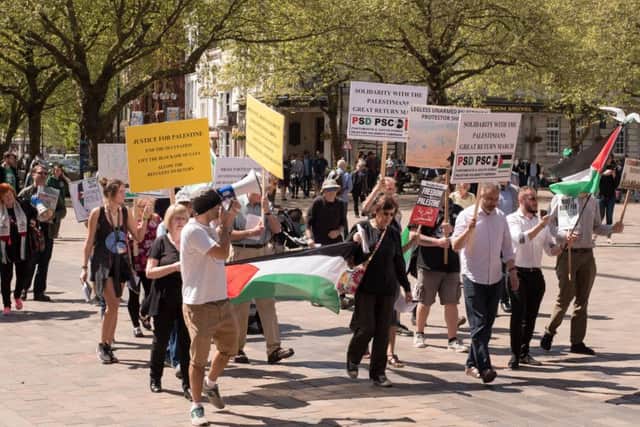 Protesters from the Portsmouth and South Downs Palestine Solidarity Campaign. Picture: Andrew Hurdle
