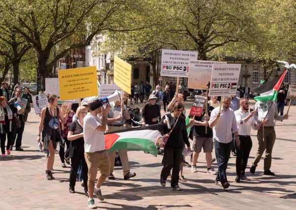 Protesters from the Portsmouth and South Downs Palestine Solidarity Campaign. Picture: Andrew Hurdle