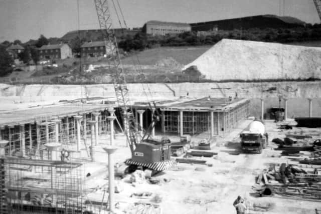Farlington No8 reservoir in 1994 with Fort Purbrook on the top of Portsdown Hill.                                            Picture: Portsmouth Water Company.