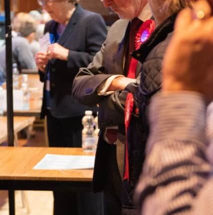 Richard Ryan, Labour, Fareham South looks on as the count proceeds.Picture Credit: Keith Woodland 180503