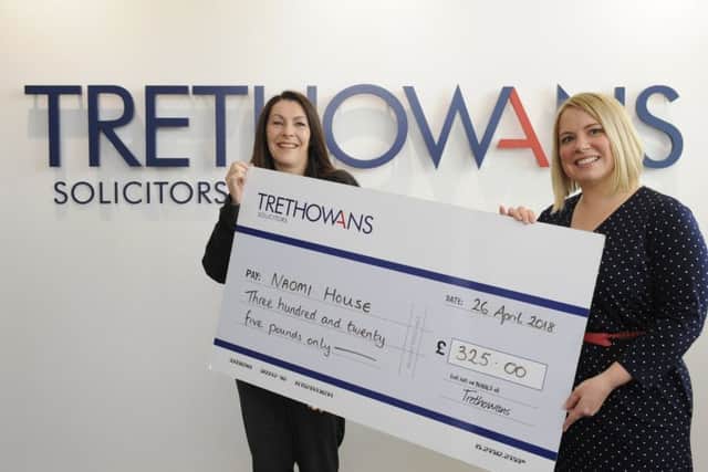 From left - Jill McDonagh (Corporate Fundraiser for Naomi House and Jacksplace children's hospice) and Lucy Grey (Corporate Partner with Trethowans Solicitors)   Picture by Malcolm Wells (180426-5923)