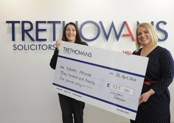 From left - Jill McDonagh (Corporate Fundraiser for Naomi House and Jacksplace children's hospice) and Lucy Grey (Corporate Partner with Trethowans Solicitors) Picture by Malcolm Wells (180426-5923)