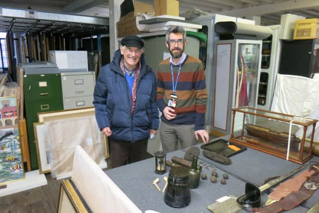 Arthur Mack, left, who found the site of HMS Invincible, with Christopher Gale, senior curator of The National Museum of the Royal Navy