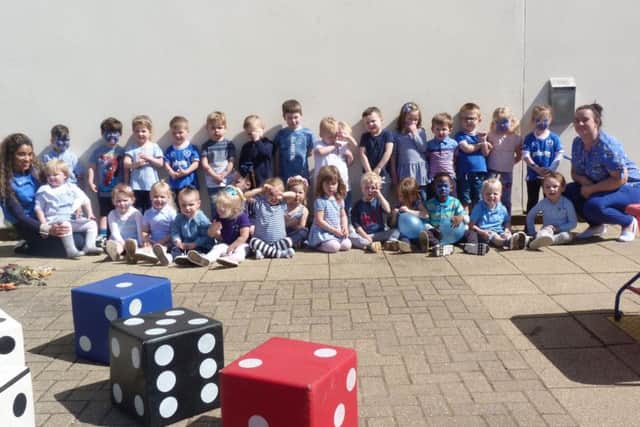 Little Admirals pre-school in Dundas Lane, Portsmouth, is taking part in Blue Day today Picture: Roxanne Le Vogeur