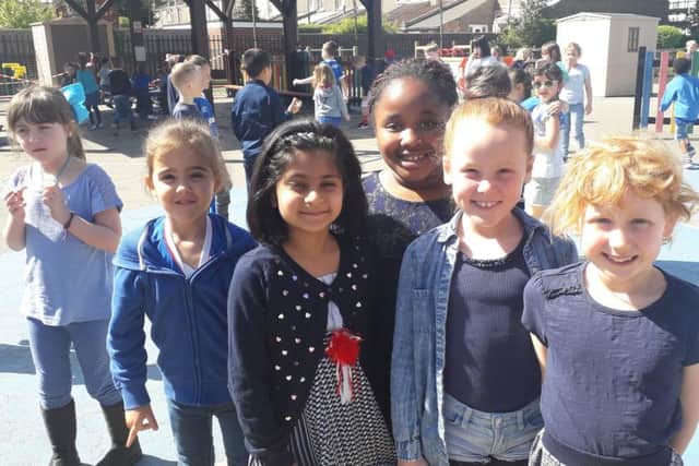 Children at Meon Infants School wearing blue