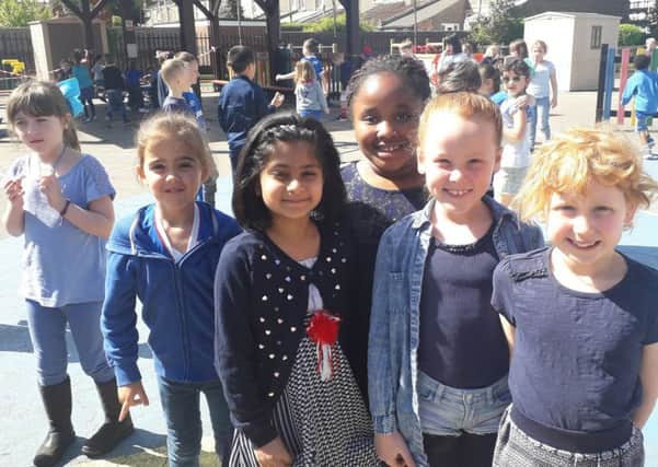 Children at Meon Infants School wearing blue