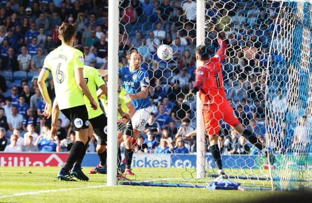 Brett Pitman scored a double for Pompey today in their match against Peterborough. Picture: Joe Pepler.