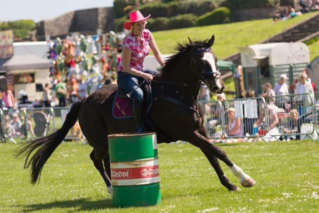 Valerie Isted during the barrel racing event
Picture: Duncan Shepherd (180350-034)