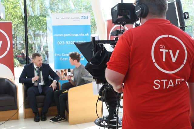 Students talk to chief executive of Portsmouth Hospitals HNS Trust Mark Cubbon