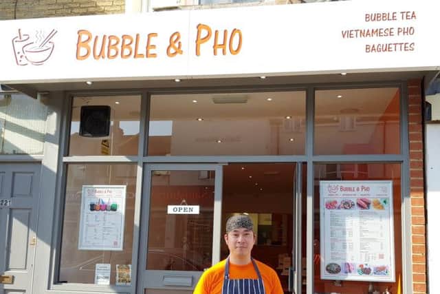 Michael Lugia outside his new restaurant, Bubble and Pho
