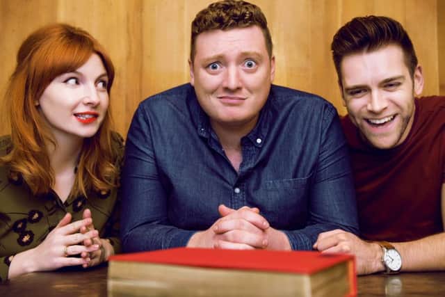 The podcast's hosts, Alice Levine, Jamie Morton and James Cooper