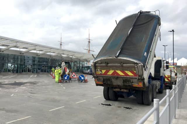 Resurfacing work at The Hard Interchange in Portsmouth in March Picture: Tom Cotterill