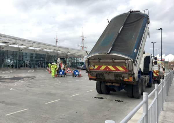 Resurfacing work at The Hard Interchange in Portsmouth in March Picture: Tom Cotterill