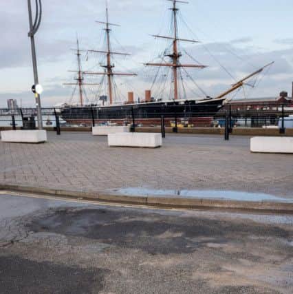 Tarmac that had already been damaged and patched over in January at The Hard  Picture: Vernon Nash