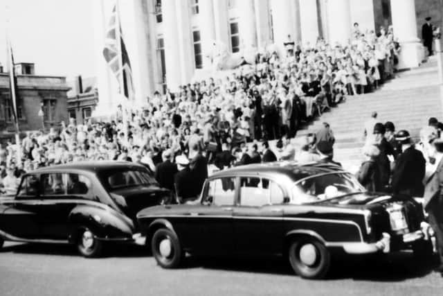 On August 9, 1963, General Eisenhower visited Portsmouth for the last time. Eddie Wallaces father is the commissionaire at the top of the Guildhall steps.