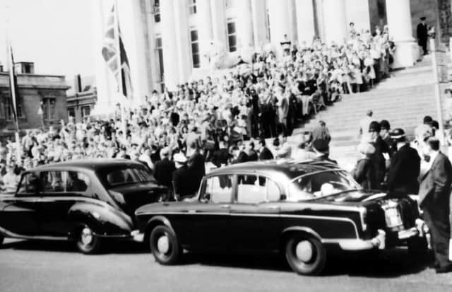 On August 9, 1963, General Eisenhower visited Portsmouth for the last time. Eddie Wallaces father is the commissionaire at the top of the Guildhall steps.